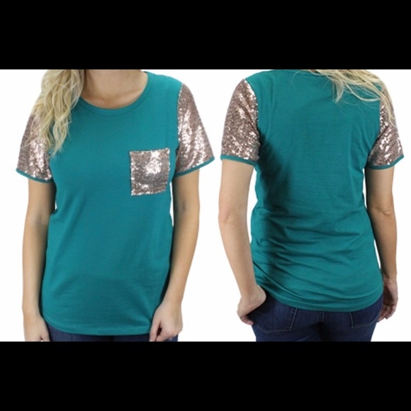 Gold Glitter Trim Long Sleeve Tee main image 0